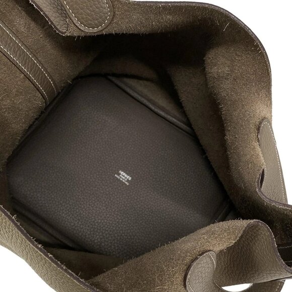 Auth HERMES Picotin Lock MM Etoupe Taurillon Clemence Y Handbag - Picture 14 of 16